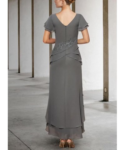 Applique Mother of The Bride Dresses with Short Sleeve Long Formal Dress for Wedding Guest Taupe $42.49 Dresses