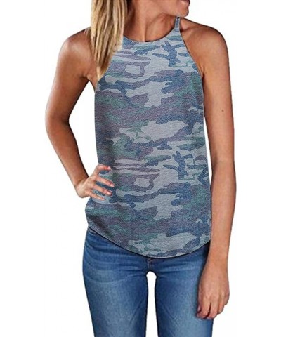 Women's Casual Halter Top Spaghetti Strap Floral Print Tank Tops Camis Shirt A Camo $14.49 Tanks