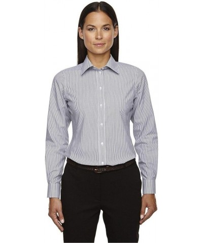 D645W - Ladies Crown Collection Banker Stripe Navy $23.21 Blouses