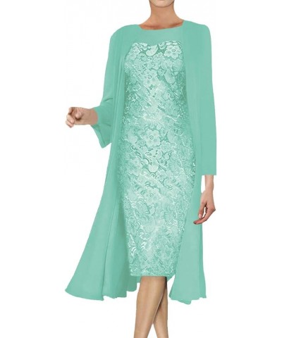 Mother of The Bride Dresses Lace Evening Formal Dress Chiffon Long Jacket Wedding Guest Groom Women's Turquoise $34.32 Dresses