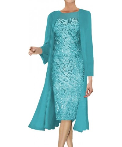 Mother of The Bride Dresses Lace Evening Formal Dress Chiffon Long Jacket Wedding Guest Groom Women's Turquoise $34.32 Dresses