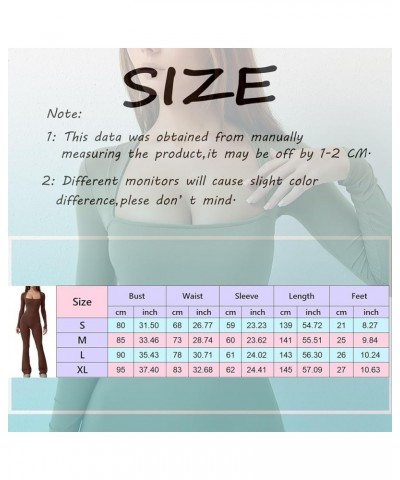 Long Sleeve Jumpsuits for Women Ribbed U Neck Casual Yoga Bodysuits Butt Lifting Tights Sexy Playsuit Shapewear 09_brown $12....