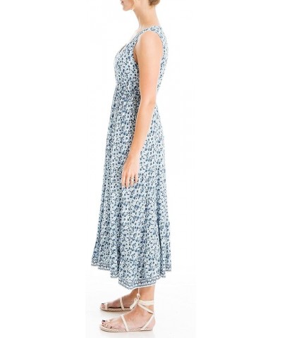 Women's Sleeveless Tiered Midi Dress Ivory/Blue Lily Vines $16.04 Dresses