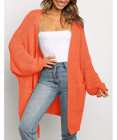 Women's 2024 Fall Long Batwing Sleeve Open Front Chunky Knit Cardigan Sweater Orange $19.00 Sweaters