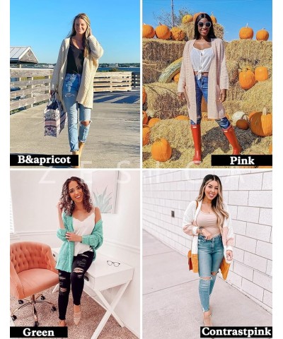 Women's 2024 Fall Long Batwing Sleeve Open Front Chunky Knit Cardigan Sweater Orange $19.00 Sweaters