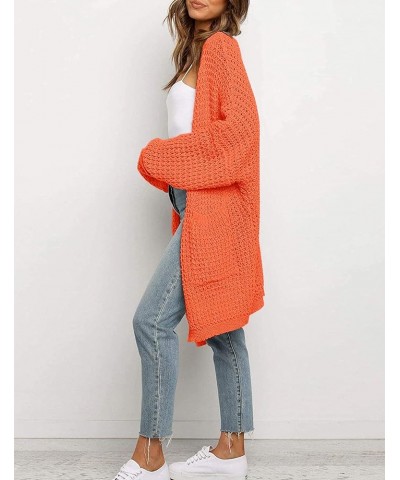 Women's 2024 Fall Long Batwing Sleeve Open Front Chunky Knit Cardigan Sweater Orange $19.00 Sweaters