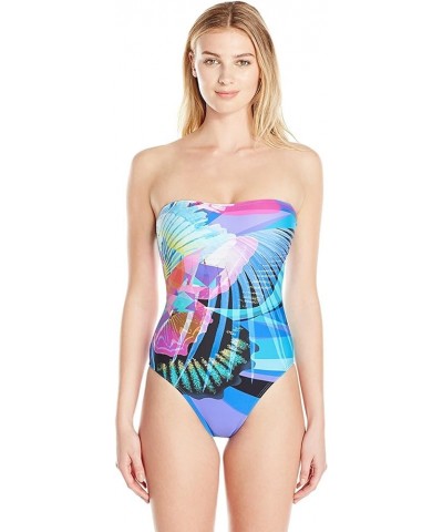 Women's Bandeau One Piece Swimsuit Pink / Rainbow / Monarch $52.16 Swimsuits