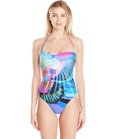 Women's Bandeau One Piece Swimsuit Pink / Rainbow / Monarch $52.16 Swimsuits