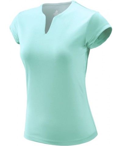 Tennis Shirts for Women Short Sleeves, Solid Golf T Shirts V-Neck Running Pickleball Clothes for Women Mint Blue $15.69 Activ...