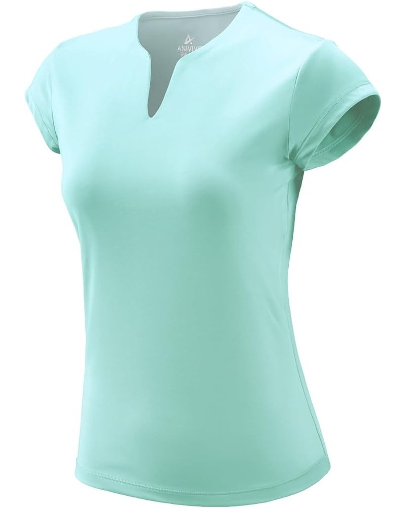 Tennis Shirts for Women Short Sleeves, Solid Golf T Shirts V-Neck Running Pickleball Clothes for Women Mint Blue $15.69 Activ...