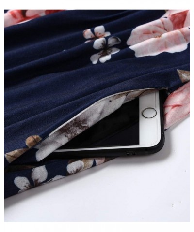 Women Racerback Floral Loose Swing Casual Tunic Beach Long Sleeveless Maxi Dresses with Pockets 12 Navy Flower $18.69 Dresses