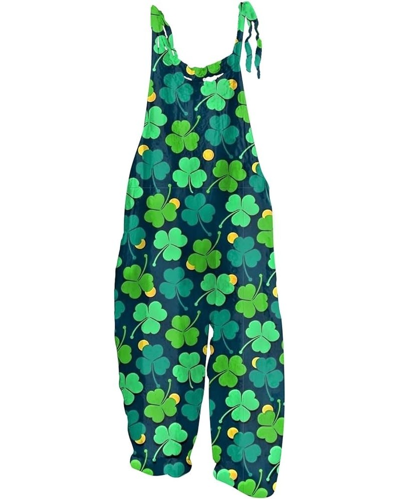 Womens St. Patrick's Day Overalls Vintage Printed Jumpsuit Plus Size Loose Bib Overall Baggy Harem Long Pants 02-turquoise $1...