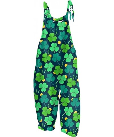 Womens St. Patrick's Day Overalls Vintage Printed Jumpsuit Plus Size Loose Bib Overall Baggy Harem Long Pants 02-turquoise $1...