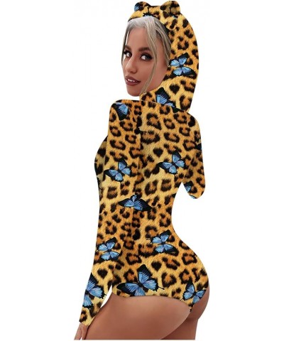 Sexy Pajamas for Women Womens Onesie Jumpsuit V Neck Bodycon Printed Bodysuit Sleepwear Overalls Short Rompers Bronze $10.72 ...