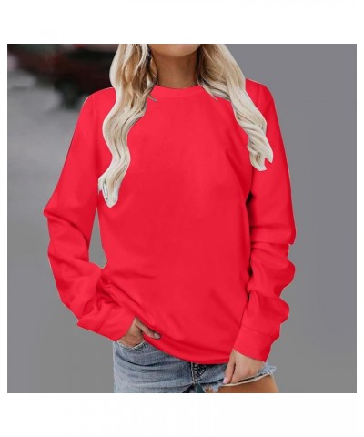 Women Long Sleeve Sweatshirt 2023 Solid Plain Crewneck Pullover Shirts Loose Fit Casual Classic Blouses Fall Fashion Tee Tops...