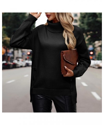 Womens Fall Tops 2023 Fashion Round Neck Long Sleeve Oversized Casual Ribbed Knit Loose Sweater Pullover Top 2184-maoyid-c-bl...