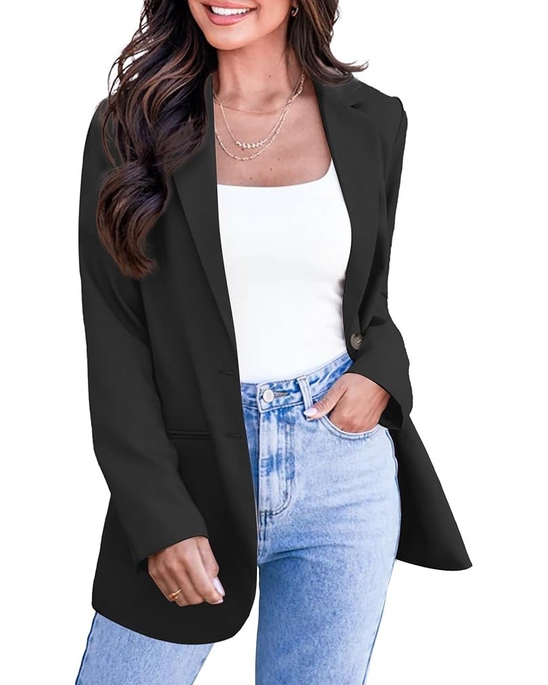 Oversized Blazers for Women Long Sleeve Open Front Casual Blazer Jackets Lapel Button Suit Jacket with Pockets Black $23.20 B...