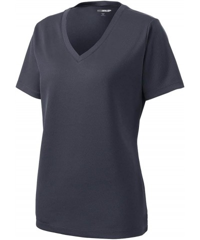 Ladies Moisture Wicking RacerMesh V-Neck Tees Sizes XS-4XL Graphite $13.76 Activewear