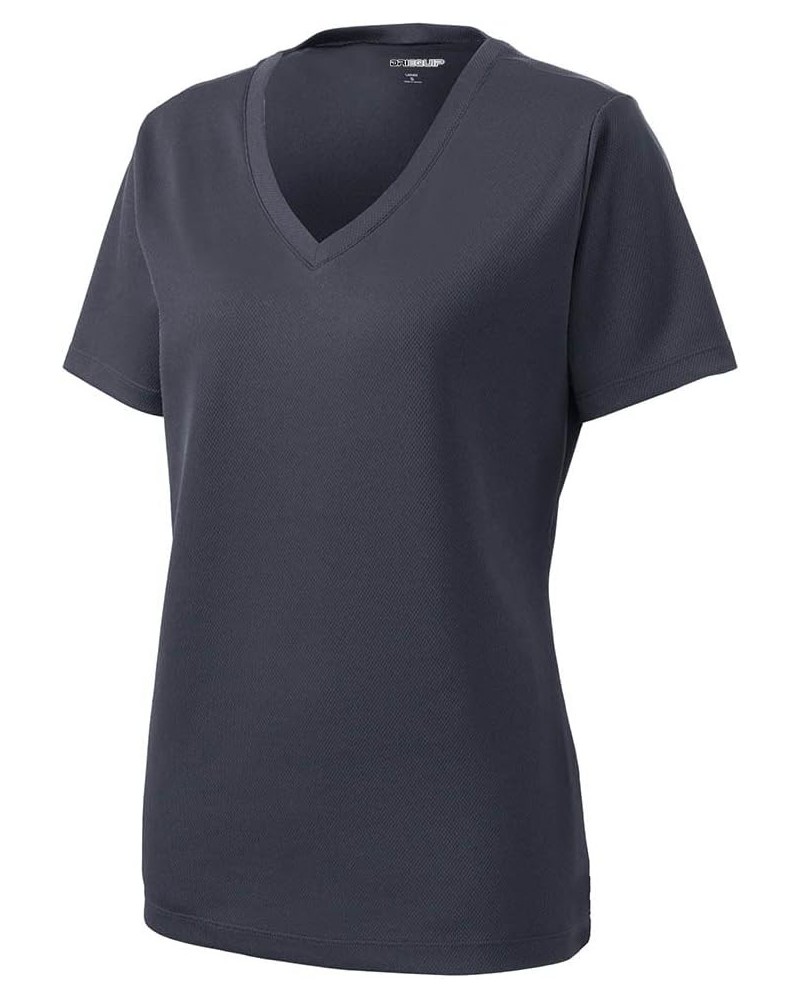 Ladies Moisture Wicking RacerMesh V-Neck Tees Sizes XS-4XL Graphite $13.76 Activewear