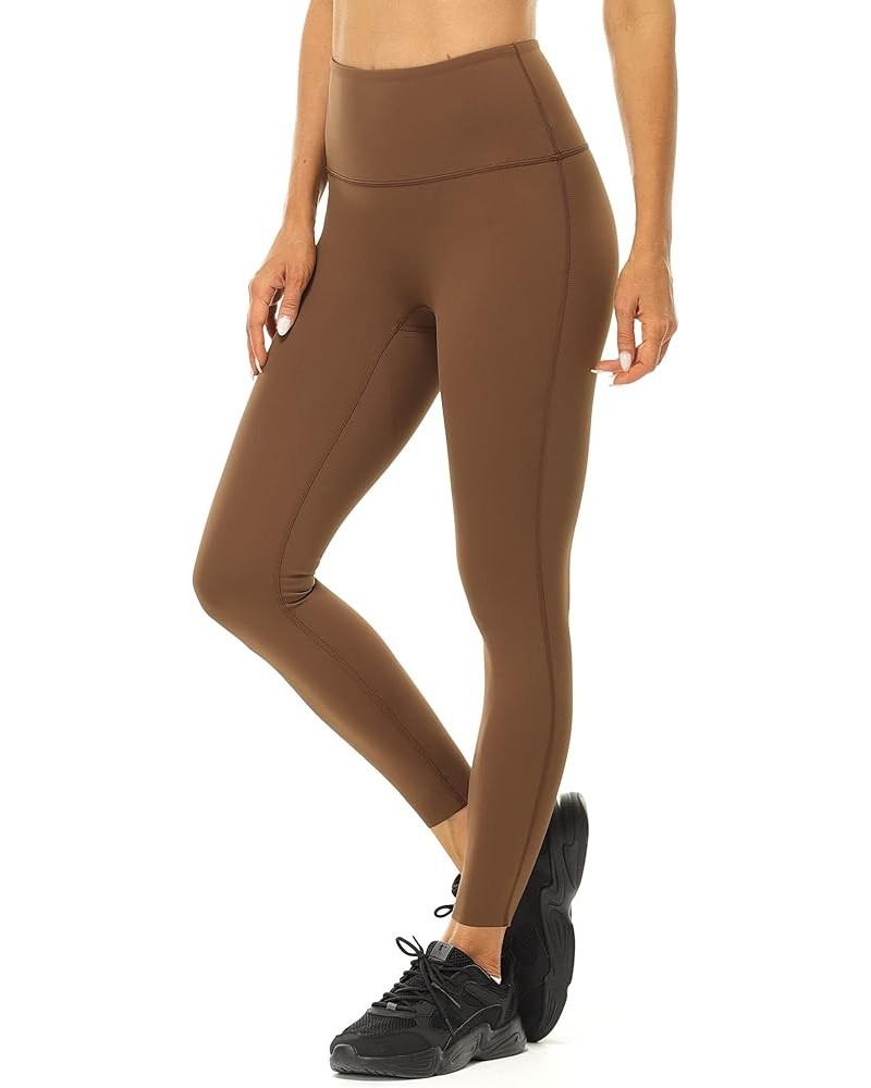 Women's No Front Seam Workout Leggings, Gym Running Compression Yoga Pants Chestnut Brown $10.90 Activewear