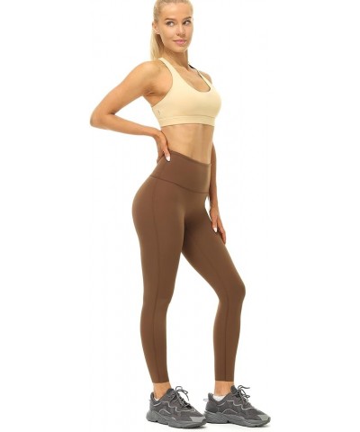 Women's No Front Seam Workout Leggings, Gym Running Compression Yoga Pants Chestnut Brown $10.90 Activewear