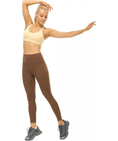 Women's No Front Seam Workout Leggings, Gym Running Compression Yoga Pants Chestnut Brown $10.90 Activewear