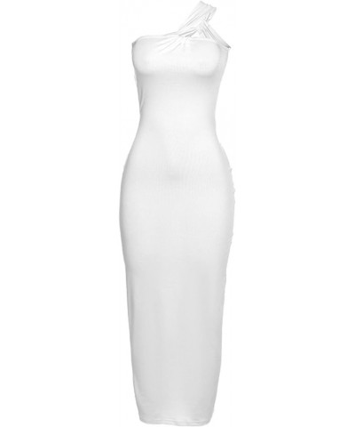 Sexy Backless Maxi Dress for Women Y2K Satin Spaghetti Strap Sleeveless Cowl Neck Bodycon Long Dress G Backless White $11.96 ...