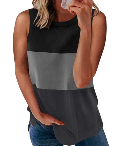 SHEWIN Womens Summer Crewneck Tank Top Casual Loose Sleeveless Tops Shirts E Black $12.53 Tanks