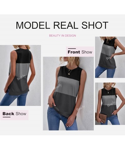 SHEWIN Womens Summer Crewneck Tank Top Casual Loose Sleeveless Tops Shirts E Black $12.53 Tanks