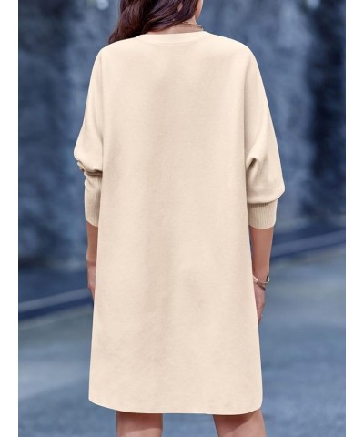 Womens V-Neck Batwing Sleeve Oversized Sweater Dress Long Sleeve Slouchy Fall Winter Pullover Sweaters Beige $9.49 Sweaters