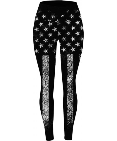 Women's Yoga Legging 4th of July American Flag Stars and Stripes Patriotic Pants High Waist Workout Running Sport Tights Z5-b...