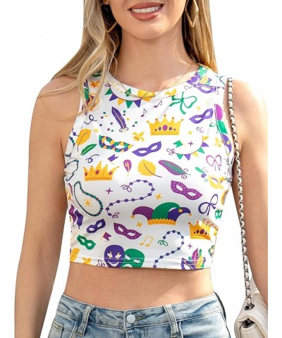 Women St Patricks Day Crop Top Leaf Clover Tank Tops Shamrock Shirts White1 $13.72 Tanks