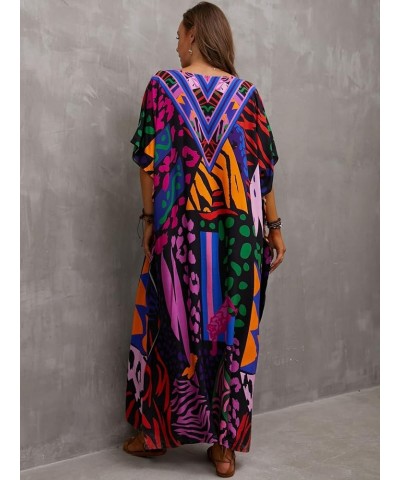 Kaftan Dresses for Women Plus Size Lightweight Swimsuit Cover up Batwing Sleeve Print Loungewear Beach Robe Muticolor $19.24 ...