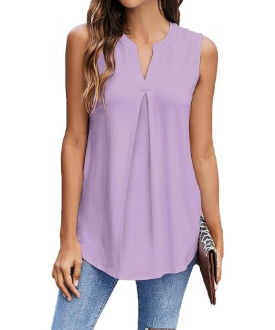 Womens Tank Tops V Neck Sleeveless Summer Shirts Loose Casual Tops Blouses (S-3XL) Light Purple $11.00 Tanks