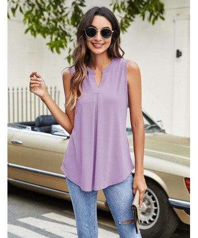 Womens Tank Tops V Neck Sleeveless Summer Shirts Loose Casual Tops Blouses (S-3XL) Light Purple $11.00 Tanks