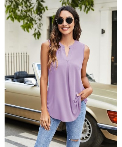 Womens Tank Tops V Neck Sleeveless Summer Shirts Loose Casual Tops Blouses (S-3XL) Light Purple $11.00 Tanks