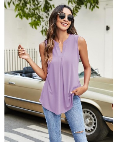 Womens Tank Tops V Neck Sleeveless Summer Shirts Loose Casual Tops Blouses (S-3XL) Light Purple $11.00 Tanks