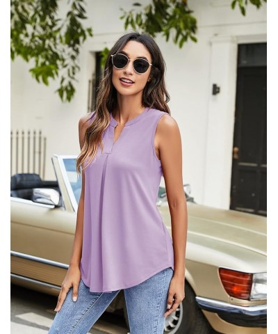 Womens Tank Tops V Neck Sleeveless Summer Shirts Loose Casual Tops Blouses (S-3XL) Light Purple $11.00 Tanks