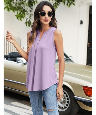 Womens Tank Tops V Neck Sleeveless Summer Shirts Loose Casual Tops Blouses (S-3XL) Light Purple $11.00 Tanks