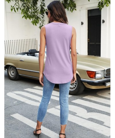 Womens Tank Tops V Neck Sleeveless Summer Shirts Loose Casual Tops Blouses (S-3XL) Light Purple $11.00 Tanks