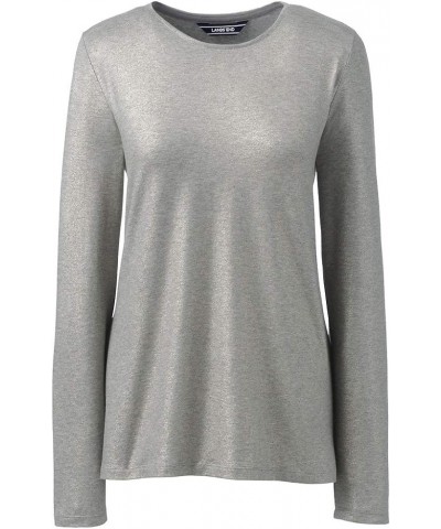 Women's Long Sleeve Christmas T-Shirt Metallic Foil Dark Gray Heather Metallic $8.83 T-Shirts