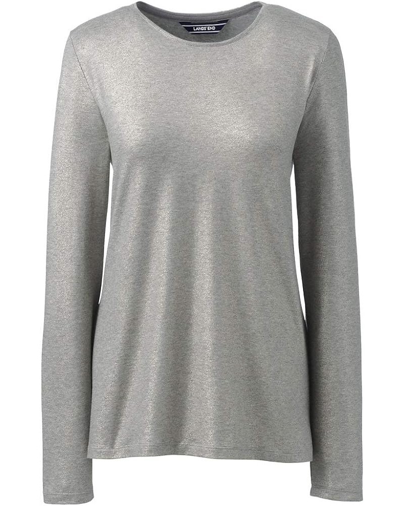 Women's Long Sleeve Christmas T-Shirt Metallic Foil Dark Gray Heather Metallic $8.83 T-Shirts