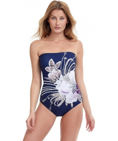 Women's Standard Dolce Vita Bandeau One Piece Navy/Pink $43.74 Swimsuits