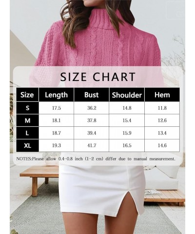 Womens Cropped Cable Knit Sweater Mock Neck Long Sleeve Crop Top Solid Cute Pullover Sweaters White $18.86 Sweaters