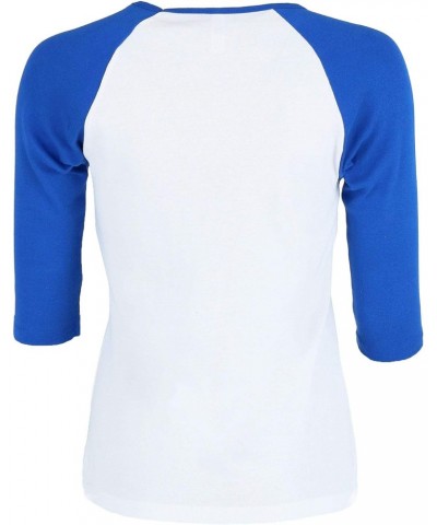 Bella Women's Three Quarter Sleeve Raglan Tee, Medium, White/Royal $9.51 Tops