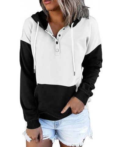 Womens 2022 Hooded Button Collar Drawstring Hoodies Pullover Sweatshirts Casual Long Sleeve Tops Shirts G-black $11.59 Hoodie...