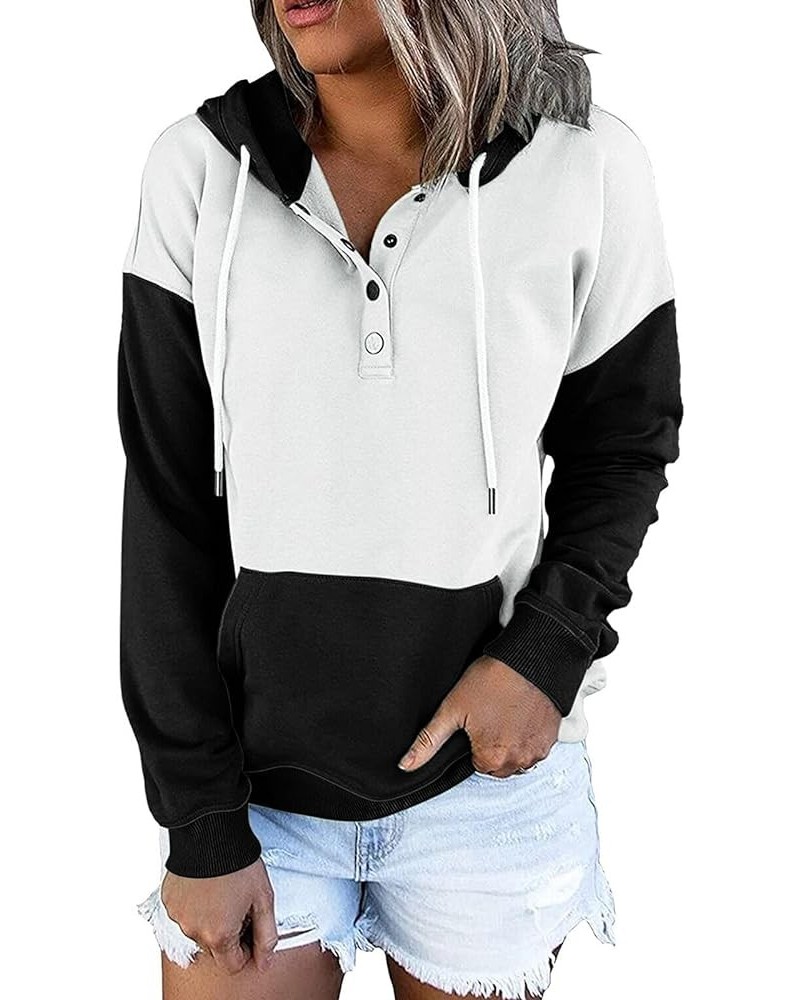 Womens 2022 Hooded Button Collar Drawstring Hoodies Pullover Sweatshirts Casual Long Sleeve Tops Shirts G-black $11.59 Hoodie...