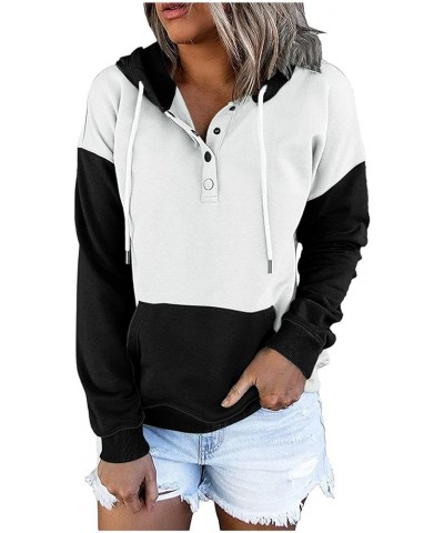 Womens 2022 Hooded Button Collar Drawstring Hoodies Pullover Sweatshirts Casual Long Sleeve Tops Shirts G-black $11.59 Hoodie...