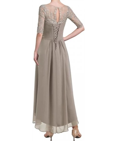 Tea Length Mother of The Bride Dresses with Sleeves Laces Appliques Ruched Chiffon Formal Evening Gowns Dusty Rose $35.25 Dre...